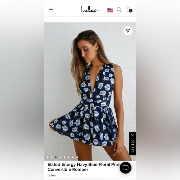 Lulus Pants - Lulus Elevated energy navy blue floral print convertible romper